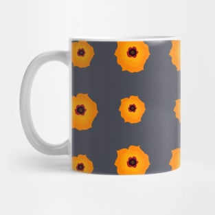 Illustrated orange kalanchoe blossoms pattern on inkwell grey Mug